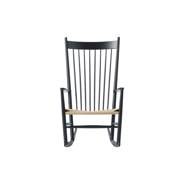 J16 Rocking Chair, black lacquered oak/natural, Fredericia Furniture