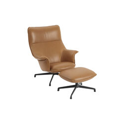 Doze Lounge Chair with Swivel Base, refine leather cognac/anthracite black, Muuto