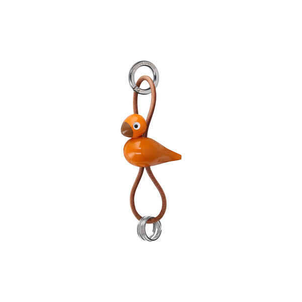 Bird Keychain with Natural Leather, orange, Kay Bojesen Denmark