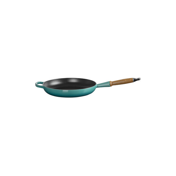 Signature Frying Pan with Wooden Handle &Oslash; 28 cm, bleu riviera, Le Creuset