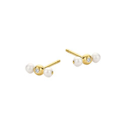 OPHELIA EARRING, gold/diamond/freshwater pearls, Spirit Icons