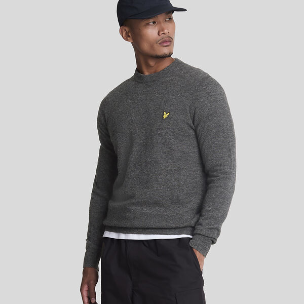 Lambswool Blend Crew Neck Jumper, charcoal marl Lambswool Blend Crew Neck Jumper, charcoal marl, Lyle & Scott