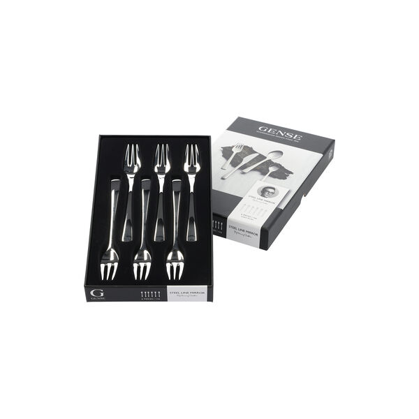 Steel Line Cake Fork 6 pcs, Gense