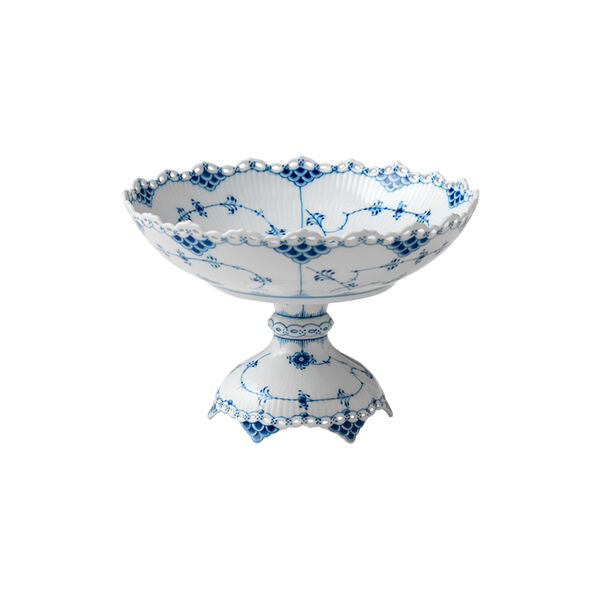 Blue Fluted Full Lace Salad bowl on stand, Royal Copenhagen