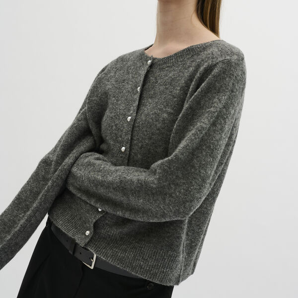 KBNoabelle Plain Cardigan, opal gray melange, Karen by Simonsen