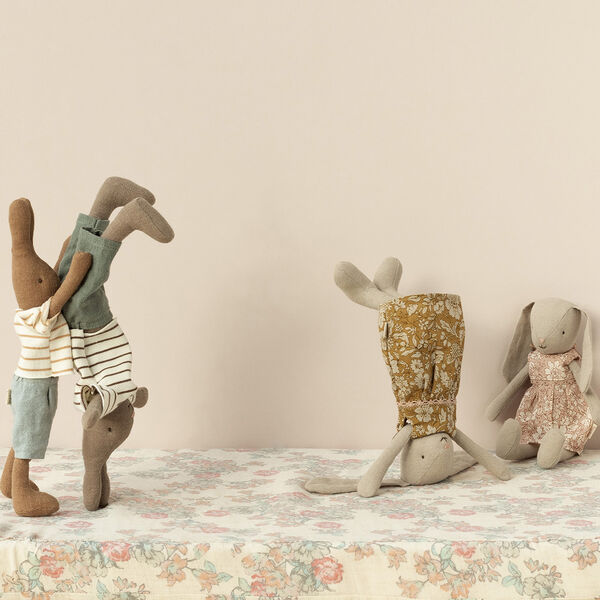 Rabbit Size 1 with Blouse and Shorts, chocolate brown, Maileg