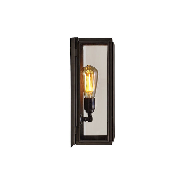 Narrow Box Wall Light 7649 (Externally Glazed), weathered brass/clear, Original BTC