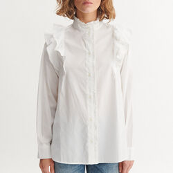 Silje Frill Shirt, bright white, Basic Apparel