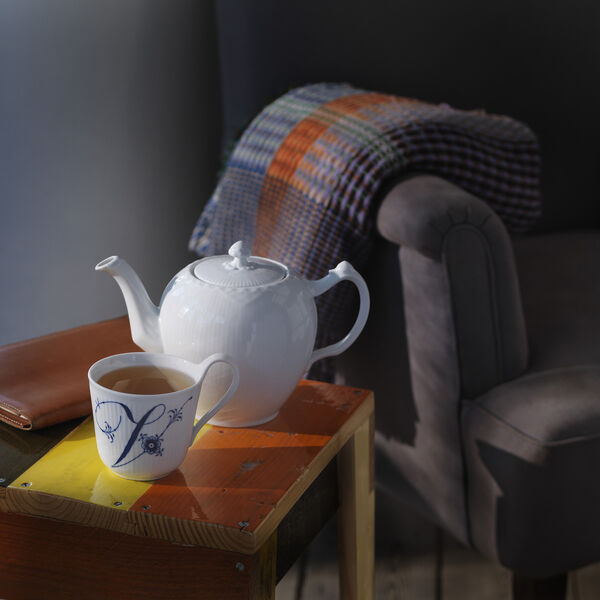 White Fluted Half Lace Teapot 100 cl, Royal Copenhagen