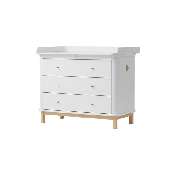 Wood Nursery Dresser 3 Drawers, white/oak, Oliver Furniture