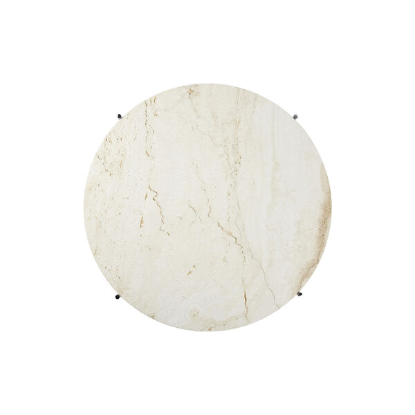 TS Coffee Table Ø80, neutral white travertine/steel, GUBI