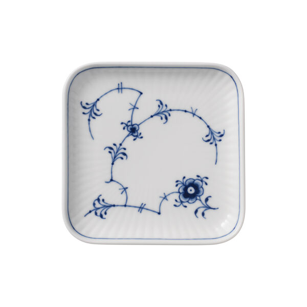 Blue Fluted Plain Small Square Plate 10 cm, Royal Copenhagen