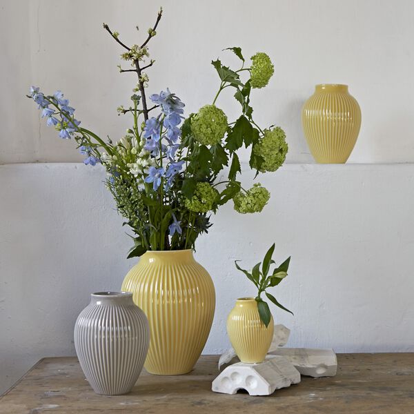 Knabstrup Vase with Grooves, grey Knabstrup Vase with Grooves, grey, Knabstrup Keramik