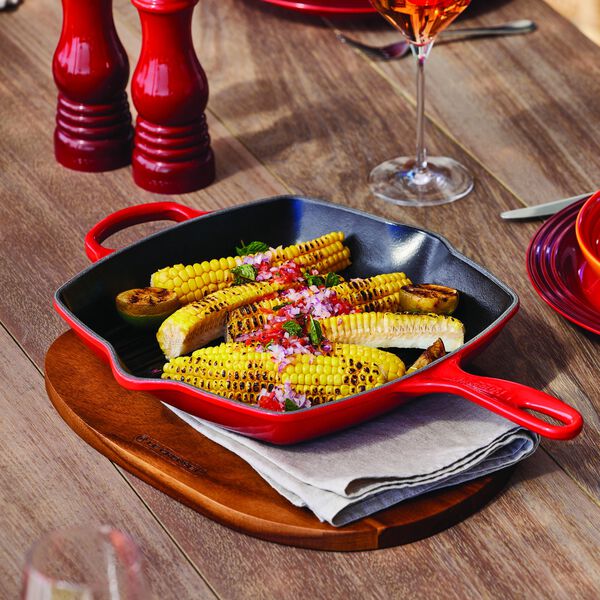 Signature cast iron square grillit 26 cm, cerise, Le Creuset