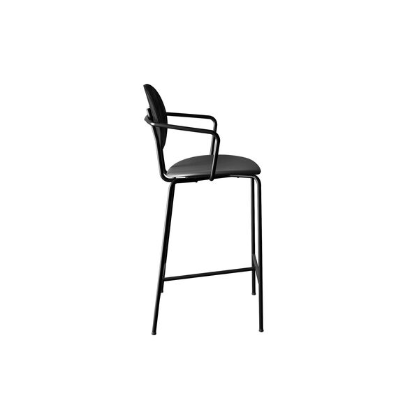 PIET HEIN Counter Chair with Arms, black lacquered oak/Solid Black 509, Sibast Furniture