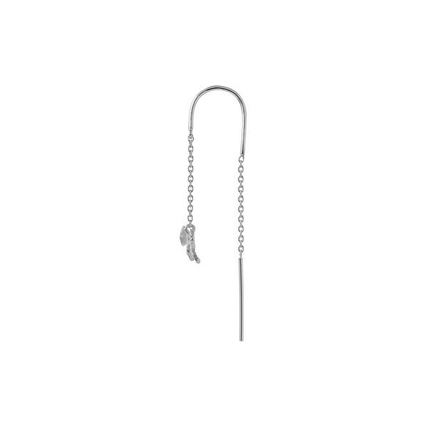 Petit Bow Double Chain Earring Single, silver, Stine A Jewelry