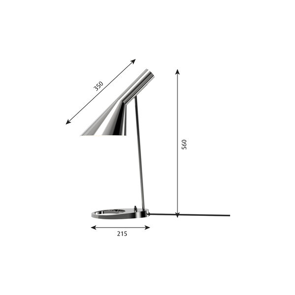 AJ Table Lamp, stainless steel, Louis Poulsen
