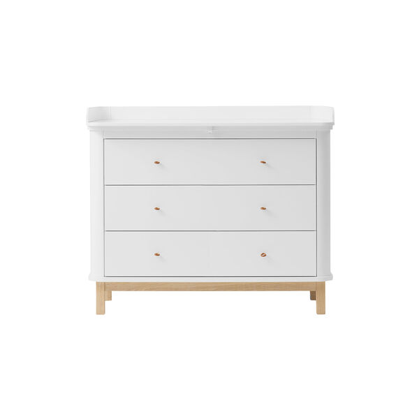 Wood Nursery Dresser 3 Drawers, white/oak, Oliver Furniture