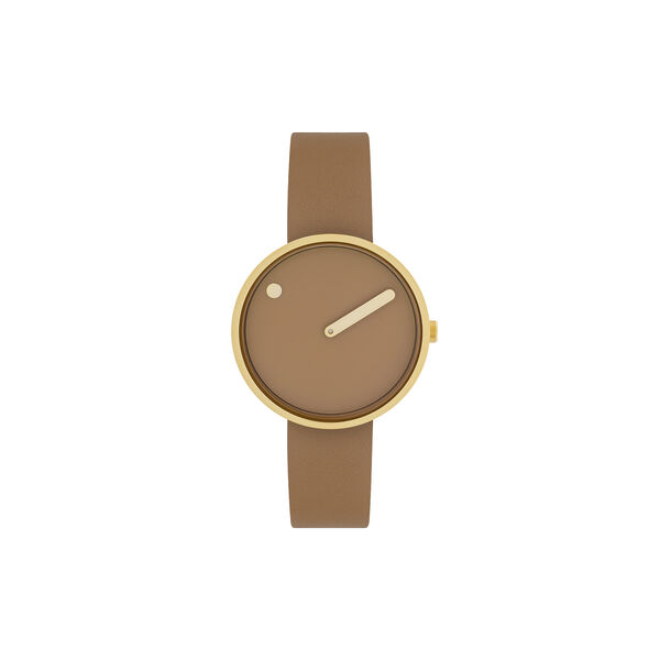 PICTO Wrist Watch, cappuccino brown/gold/cappuccino brown, PICTO