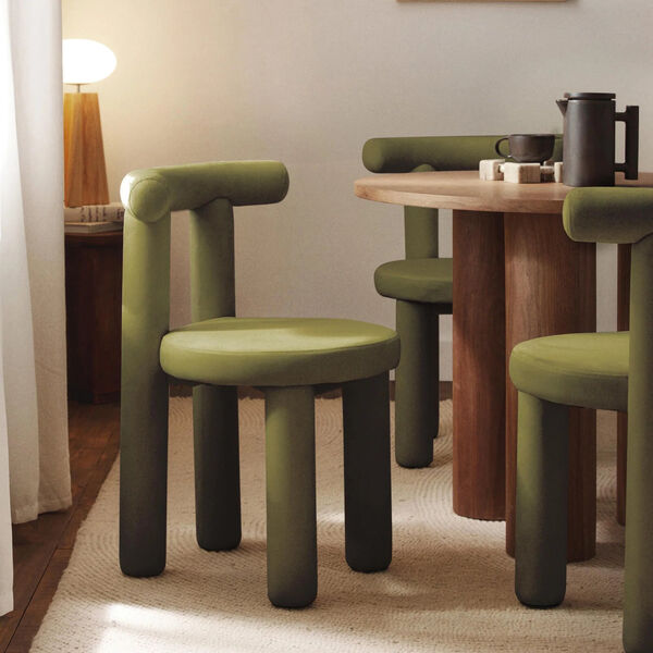 Calan Chair, velvet olive green Calan Chair, velvet olive green, Westwing Collection