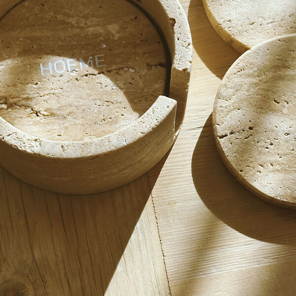 Coasters and holder 4 pcs, sand, HOEME Copenhagen