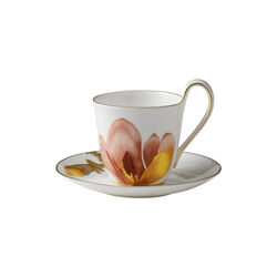 Flora High Handle Cup with Saucer, magnolia, Royal Copenhagen