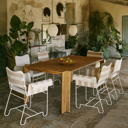 Tropique Dining Chair with Fringes, Leslie Stripe Limonta 40/classic white semi matt Tropique Dining Chair with Fringes, Leslie Stripe Limonta 40/classic white semi matt, GUBI