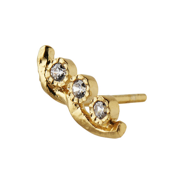 Flow Earring with Three Stones Single, gold, Stine A Jewelry
