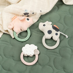 Pigee Sensory Rattle with Teether, colour mix, Done by Deer