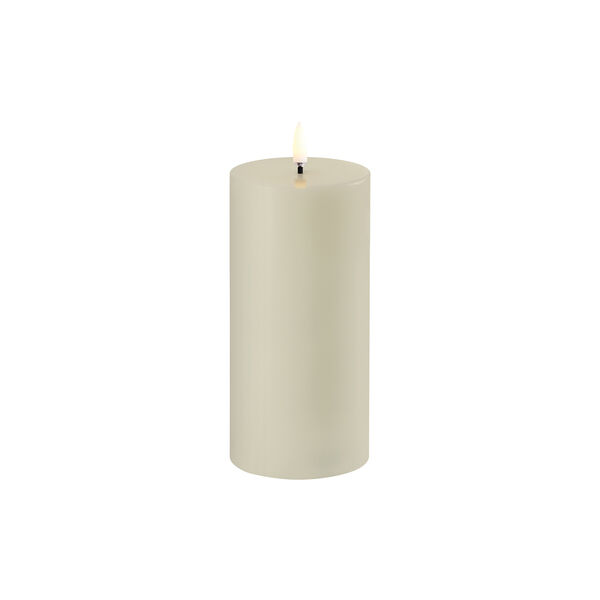LED pillar candle 15 cm, oyster grey, Uyuni Lighting