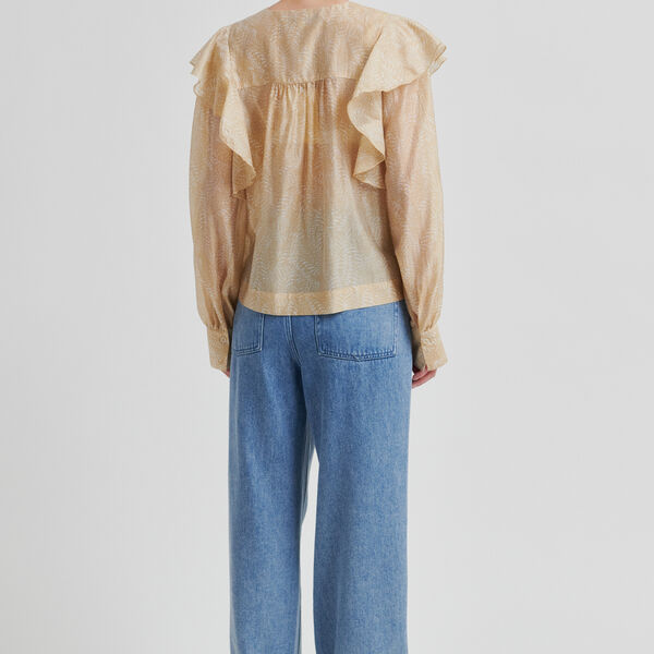 Hide Ruffle Blouse, oxford tan, Second Female