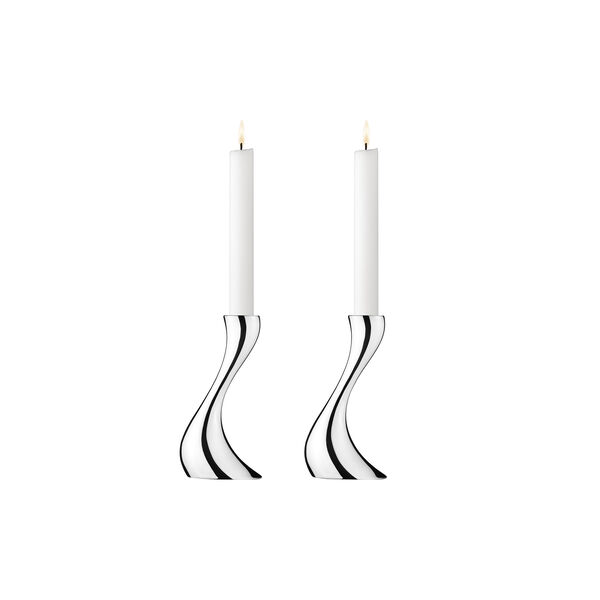Cobra Candlestick small, 2 pcs, Georg Jensen