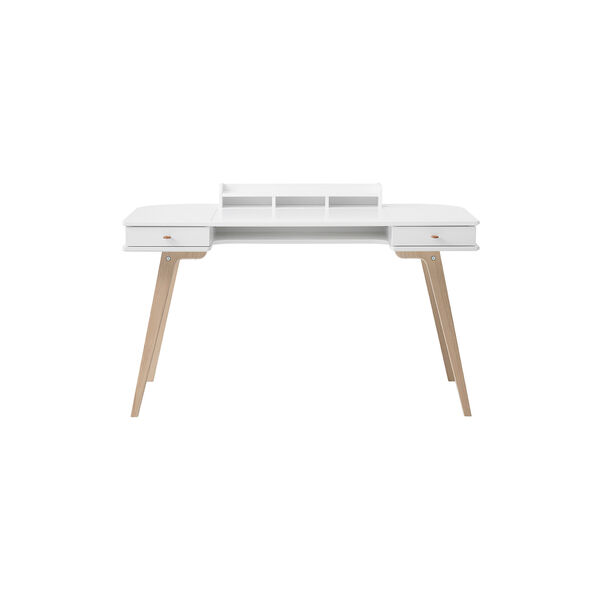 Wood Desk 66 cm, white/oak, Oliver Furniture