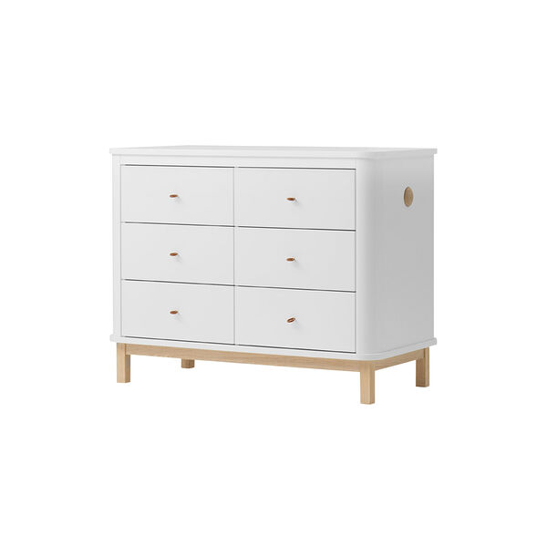 Wood Dresser 6 Drawers, white/oak, Oliver Furniture