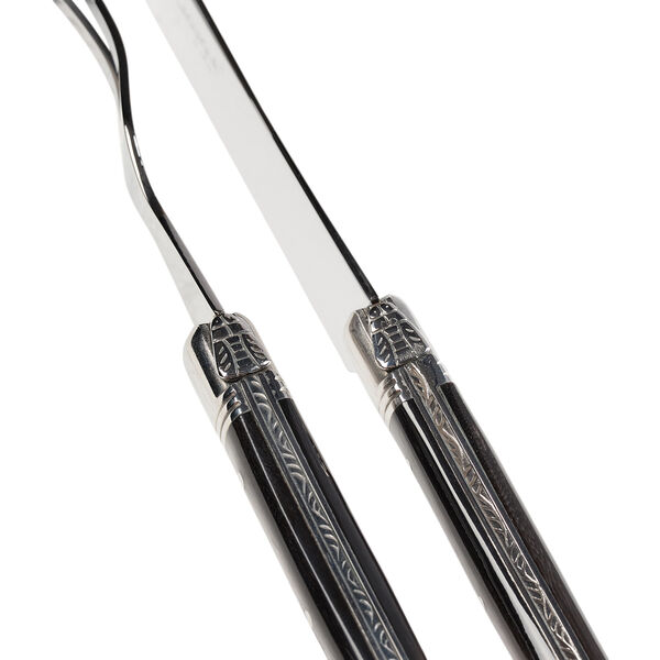 Cheese Set, black horn, Laguiole Tradition