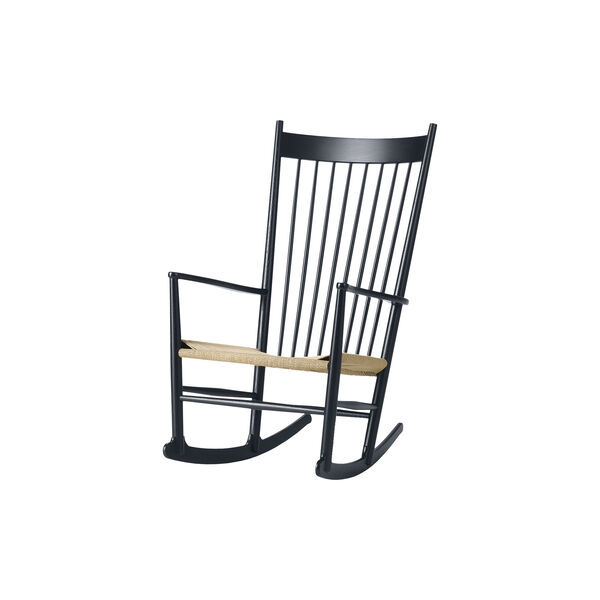 J16 Rocking Chair, black lacquered oak/natural, Fredericia Furniture