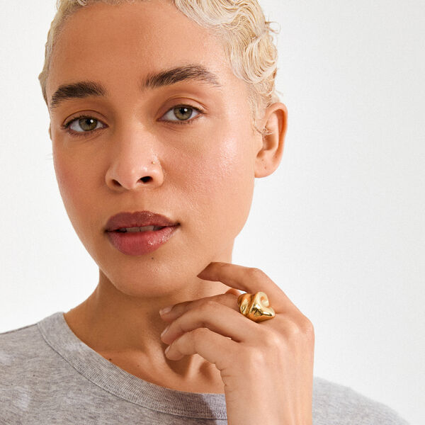 JOHNNIE ring, gold plated, Pilgrim