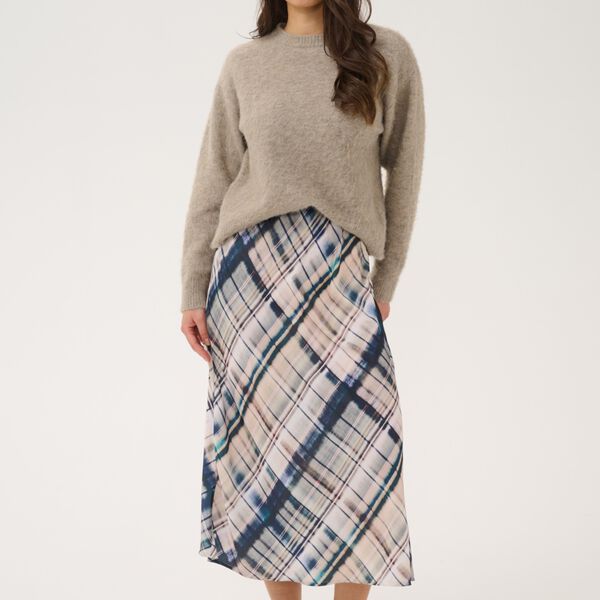 TatumSZ Skirt, grey blue blurry check, Saint Tropez