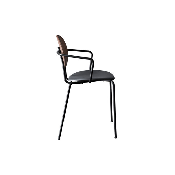 PIET HEIN Chair with Arms, oiled walnut/Solid Black 509, Sibast Furniture