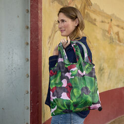 GREEN FLOWERS grocery bag, green, Bella Ballou