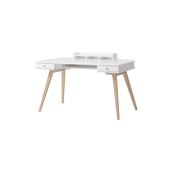 Wood Desk 66 cm, white/oak, Oliver Furniture