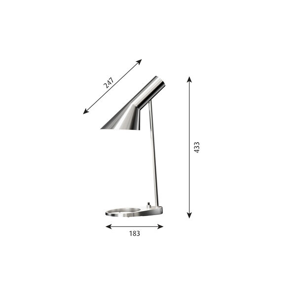 AJ Mini Table Lamp, stainless steel, Louis Poulsen