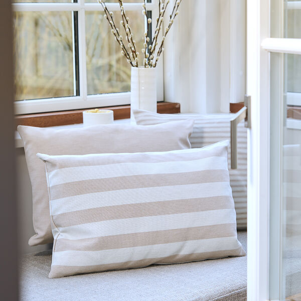 Outdoor Fine Stripe Cushion, beige Outdoor Fine Stripe Cushion, beige, Compliments