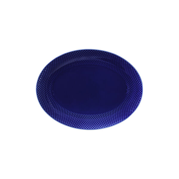 Rhombe Color Oval Serving Dish, dark blue, Lyngby Porcelæn