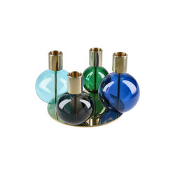 Bubble 4-armed candle holder, blue/green/smoke, Holmegaard