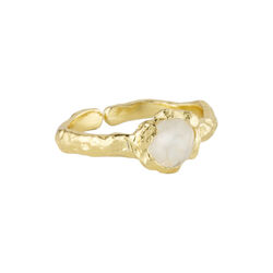 Alina foil ring w. gemstone, gold plated, Pure by Nat