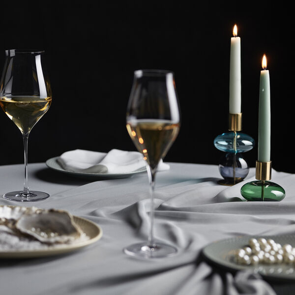 Bubble Candle holder, blue/smoke, Holmegaard