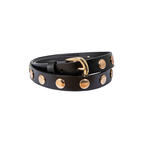 Leather belt with studs, black/gold, Coster Copenhagen