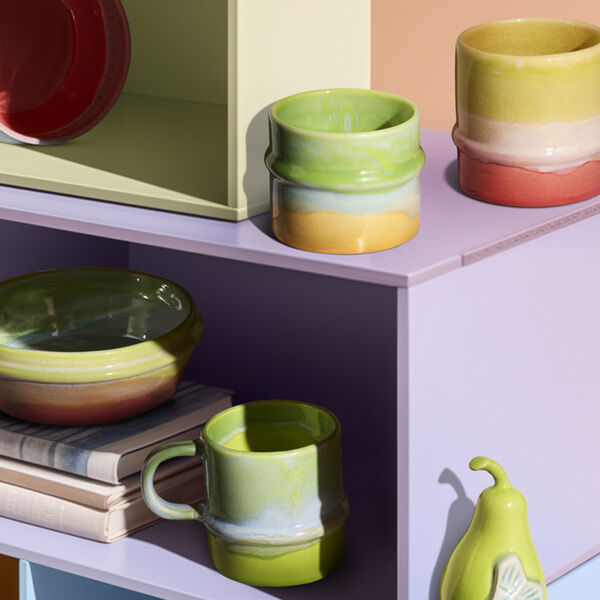 Poppery Mug with handle, apple green/mint, Kähler