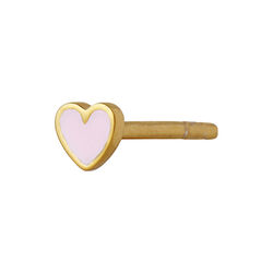 Petit Love Heart Light Pink Enamel Single, gold, Stine A Jewelry